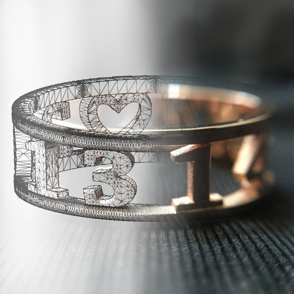 A 3D printed ring made from a uploaded 3D design model via Upload3D web app